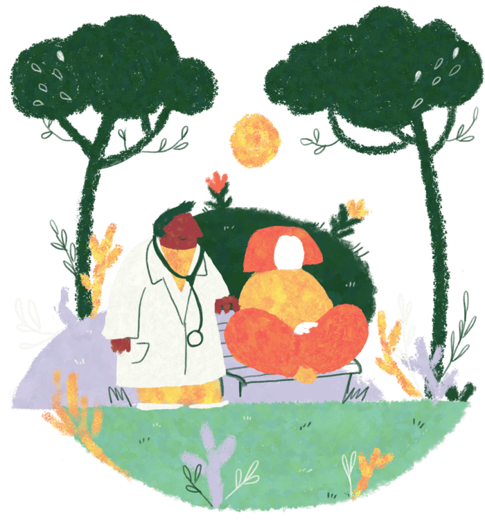 Ilustração representando urgência e emergência do Grupo Bom Viver